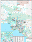 Los Angeles-Long Beach-Anaheim Metro Area Wall Map Premium Style